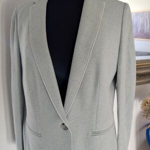 Ann Taylor Petite WOMEN'S Light Green Blazer One Button 100%cotton Sz 12P